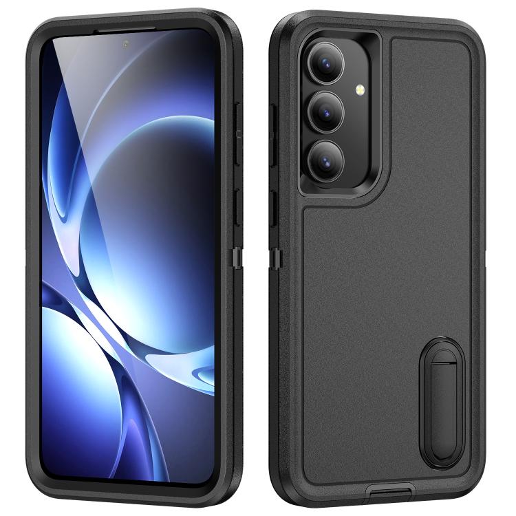 Rugged PC Hybrid Silicone Phone Case with Holder, For Samsung Galaxy S26 Ultra 5G, For Samsung Galaxy S26 5G, For Samsung Galaxy S25 FE 5G, For Samsung Galaxy S24 / S25 5G