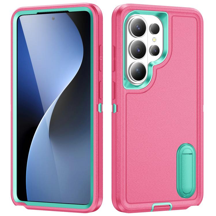 Rugged PC Hybrid Silicone Phone Case with Holder, For Samsung Galaxy S26 Ultra 5G, For Samsung Galaxy S26 5G, For Samsung Galaxy S25 FE 5G, For Samsung Galaxy S24 / S25 5G