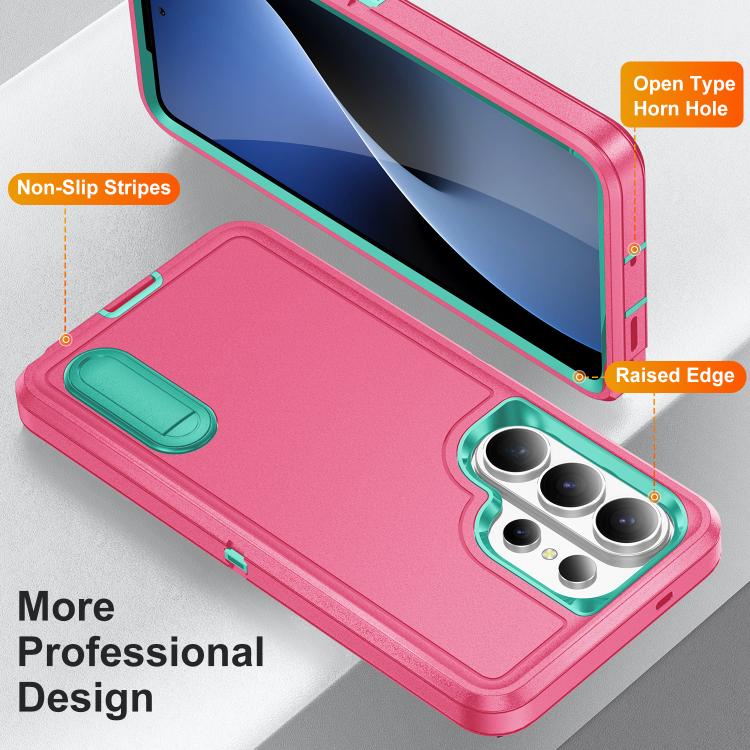 Rugged PC Hybrid Silicone Phone Case with Holder, For Samsung Galaxy S26 Ultra 5G, For Samsung Galaxy S26 5G, For Samsung Galaxy S25 FE 5G, For Samsung Galaxy S24 / S25 5G