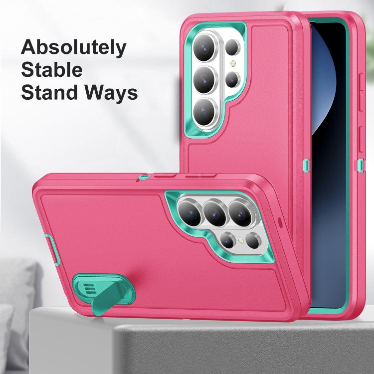 Rugged PC Hybrid Silicone Phone Case with Holder, For Samsung Galaxy S26 Ultra 5G, For Samsung Galaxy S26 5G, For Samsung Galaxy S25 FE 5G, For Samsung Galaxy S24 / S25 5G