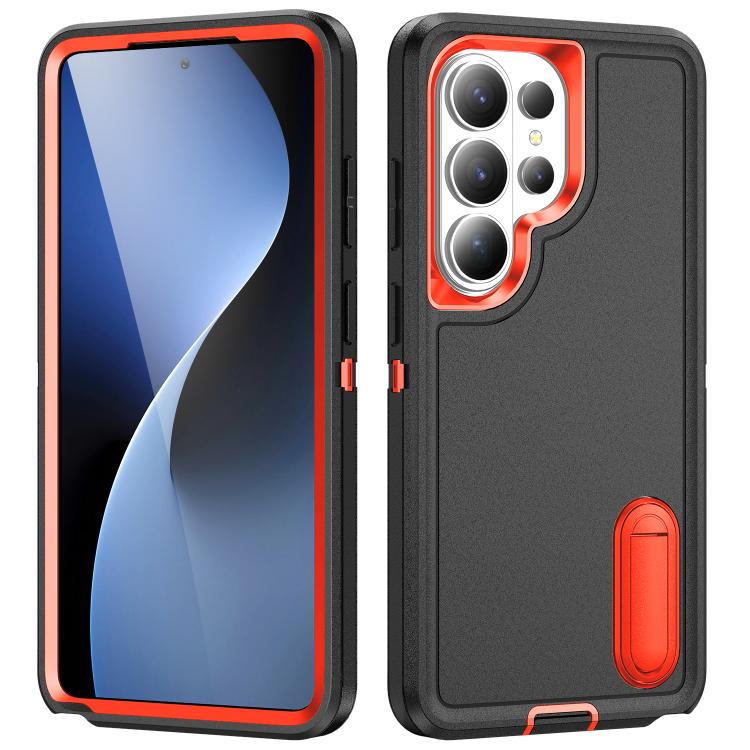 Rugged PC Hybrid Silicone Phone Case with Holder, For Samsung Galaxy S26 Ultra 5G, For Samsung Galaxy S26 5G, For Samsung Galaxy S25 FE 5G, For Samsung Galaxy S24 / S25 5G