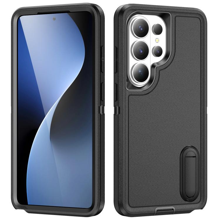 Rugged PC Hybrid Silicone Phone Case with Holder, For Samsung Galaxy S26 Ultra 5G, For Samsung Galaxy S26 5G, For Samsung Galaxy S25 FE 5G, For Samsung Galaxy S24 / S25 5G