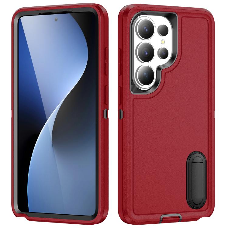 Rugged PC Hybrid Silicone Phone Case with Holder, For Samsung Galaxy S26 Ultra 5G, For Samsung Galaxy S26 5G, For Samsung Galaxy S25 FE 5G, For Samsung Galaxy S24 / S25 5G