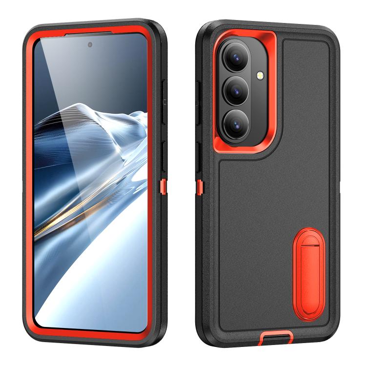 Rugged PC Hybrid Silicone Phone Case with Holder, For Samsung Galaxy S26 Ultra 5G, For Samsung Galaxy S26 5G, For Samsung Galaxy S25 FE 5G, For Samsung Galaxy S24 / S25 5G