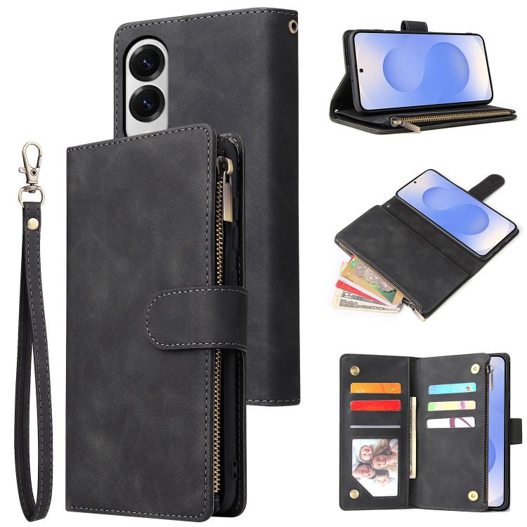 Multifunctional Frosted Zipper Wallet Leather Phone Case, For Samsung Galaxy S26+ 5G, For Samsung Galaxy S26 Ultra 5G, For Samsung Galaxy S26 5G, For Samsung Galaxy S25 FE 5G, For Samsung Galaxy S25 Edge 5G, For Samsung Galaxy S25 5G                   ...