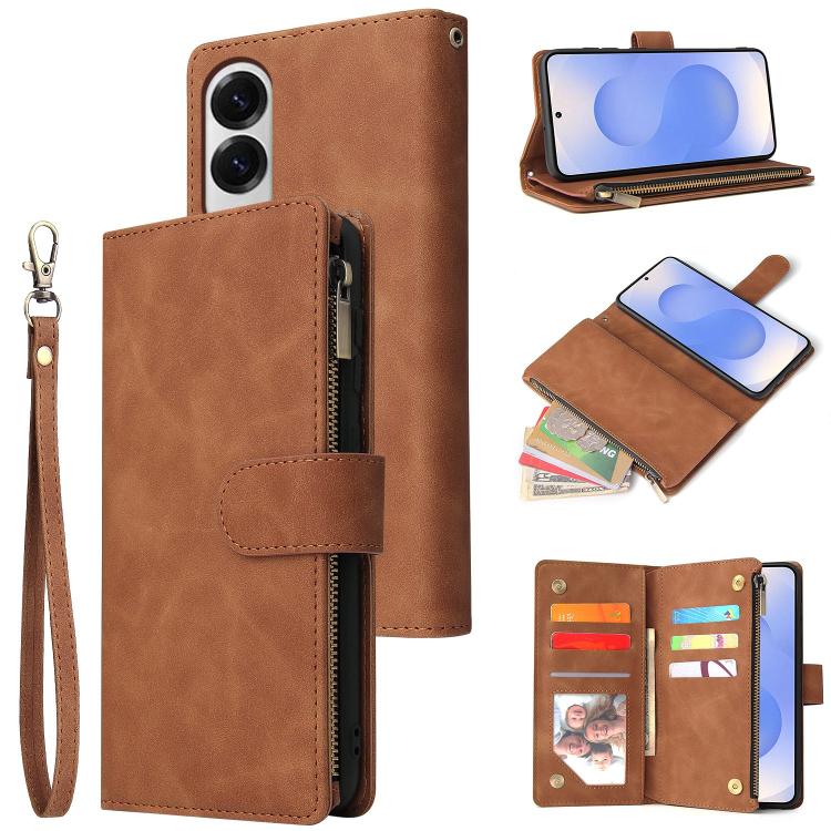 Multifunctional Frosted Zipper Wallet Leather Phone Case, For Samsung Galaxy S26+ 5G, For Samsung Galaxy S26 Ultra 5G, For Samsung Galaxy S26 5G, For Samsung Galaxy S25 FE 5G, For Samsung Galaxy S25 Edge 5G, For Samsung Galaxy S25 5G                   ...
