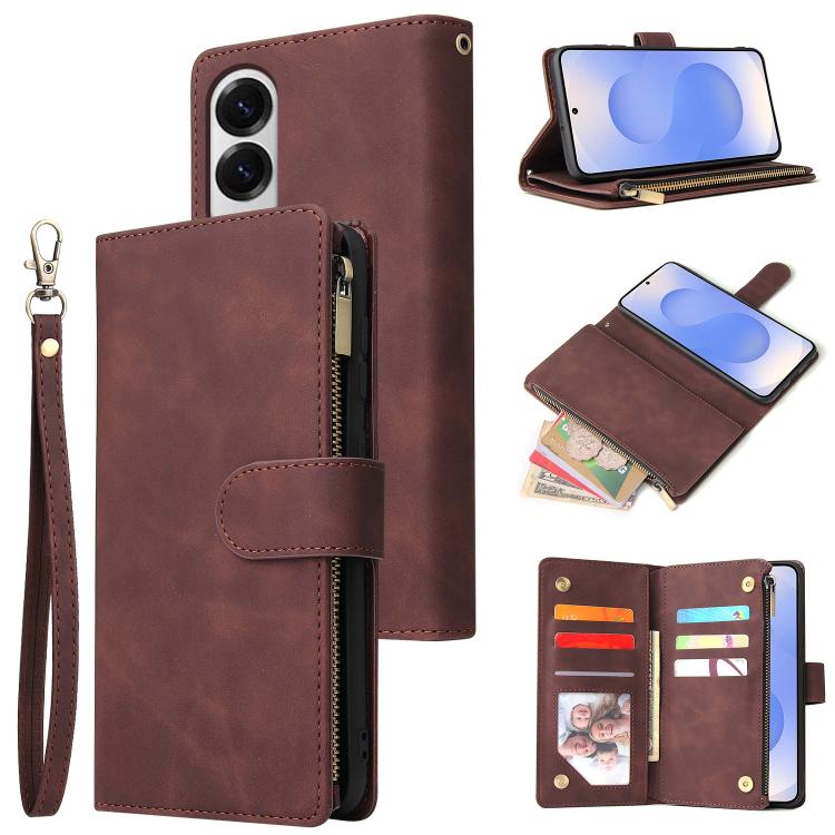 Multifunctional Frosted Zipper Wallet Leather Phone Case, For Samsung Galaxy S26+ 5G, For Samsung Galaxy S26 Ultra 5G, For Samsung Galaxy S26 5G, For Samsung Galaxy S25 FE 5G, For Samsung Galaxy S25 Edge 5G, For Samsung Galaxy S25 5G                   ...