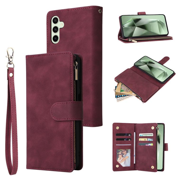 Multifunctional Frosted Zipper Wallet Leather Phone Case, For Galaxy S24 FE 5G, For Galaxy S23 FE 5G, For Galaxy S22+ 5G