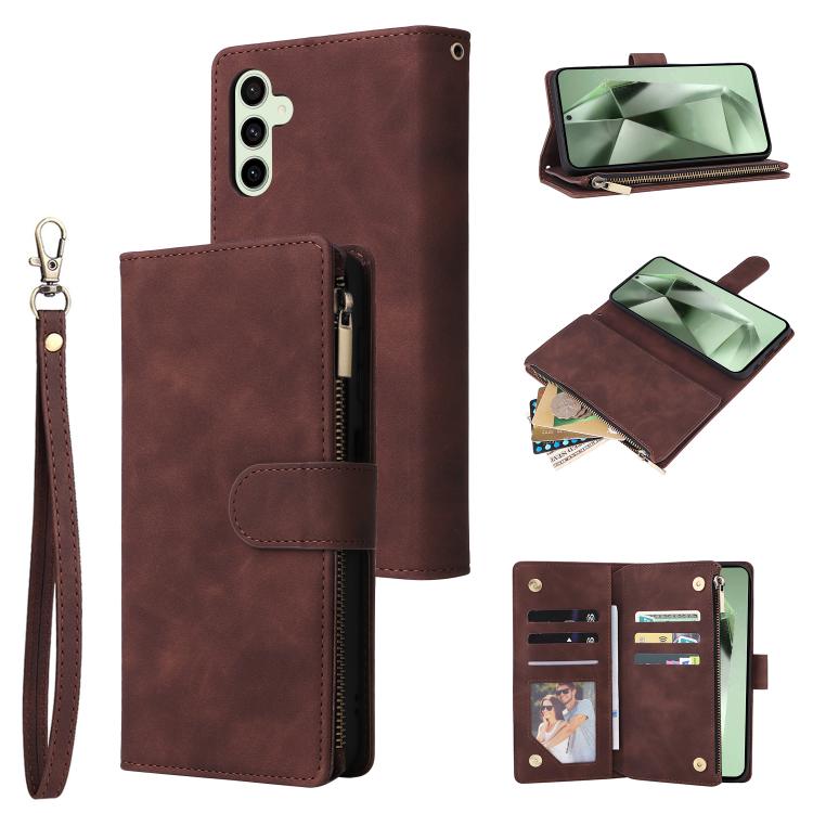 Multifunctional Frosted Zipper Wallet Leather Phone Case, For Galaxy S24 FE 5G, For Galaxy S23 FE 5G, For Galaxy S22+ 5G