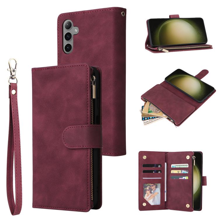 Multifunctional Frosted Zipper Wallet Leather Phone Case, For Galaxy S24 FE 5G, For Galaxy S23 FE 5G, For Galaxy S22+ 5G
