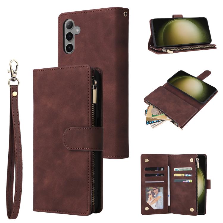 Multifunctional Frosted Zipper Wallet Leather Phone Case, For Galaxy S24 FE 5G, For Galaxy S23 FE 5G, For Galaxy S22+ 5G