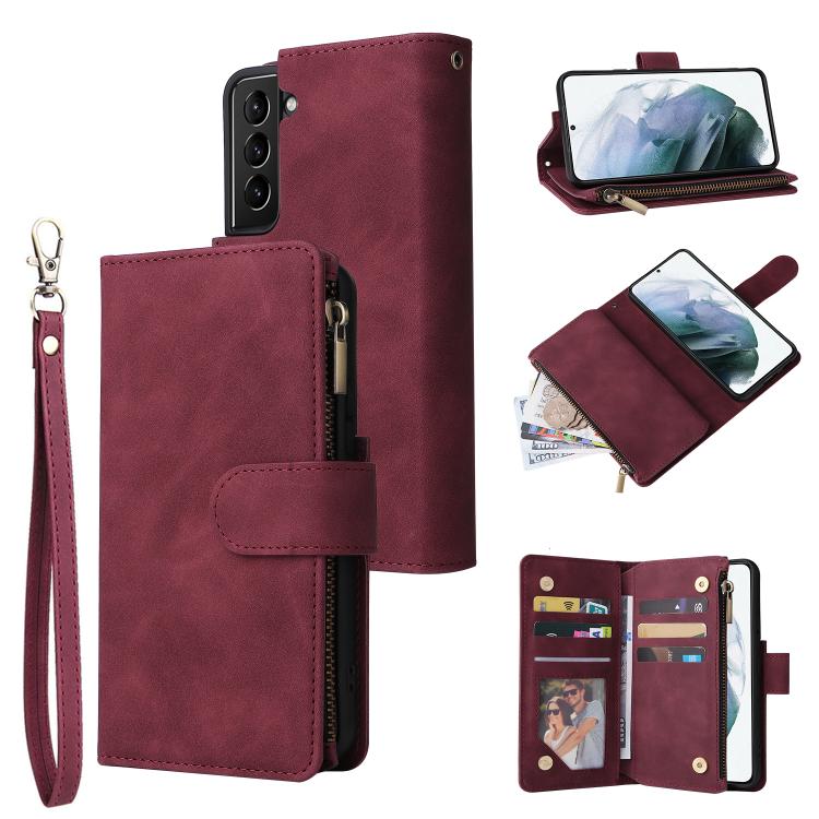 Multifunctional Frosted Zipper Wallet Leather Phone Case, For Galaxy S24 FE 5G, For Galaxy S23 FE 5G, For Galaxy S22+ 5G