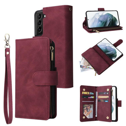Multifunctional Frosted Zipper Wallet Leather Phone Case, For Galaxy S24 FE 5G, For Galaxy S23 FE 5G, For Galaxy S22+ 5G