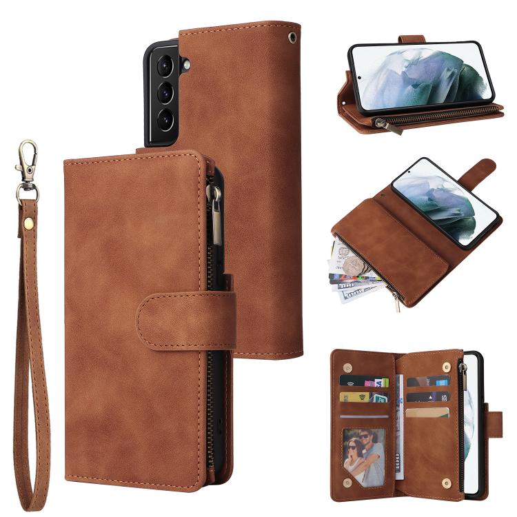Multifunctional Frosted Zipper Wallet Leather Phone Case, For Galaxy S24 FE 5G, For Galaxy S23 FE 5G, For Galaxy S22+ 5G