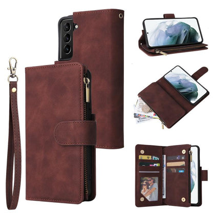 Multifunctional Frosted Zipper Wallet Leather Phone Case, For Galaxy S24 FE 5G, For Galaxy S23 FE 5G, For Galaxy S22+ 5G