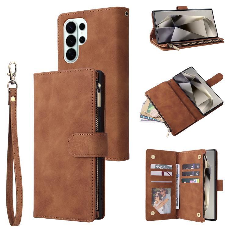 Multifunctional Frosted Zipper Wallet Leather Phone Case, For Samsung Galaxy S26+ 5G, For Samsung Galaxy S26 Ultra 5G, For Samsung Galaxy S26 5G, For Samsung Galaxy S25 FE 5G, For Samsung Galaxy S25 Edge 5G, For Samsung Galaxy S25 5G                   ...