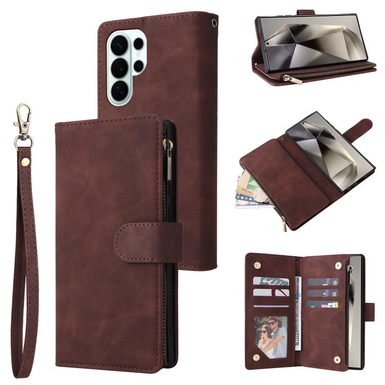 Multifunctional Frosted Zipper Wallet Leather Phone Case, For Samsung Galaxy S26+ 5G, For Samsung Galaxy S26 Ultra 5G, For Samsung Galaxy S26 5G, For Samsung Galaxy S25 FE 5G, For Samsung Galaxy S25 Edge 5G, For Samsung Galaxy S25 5G                   ...
