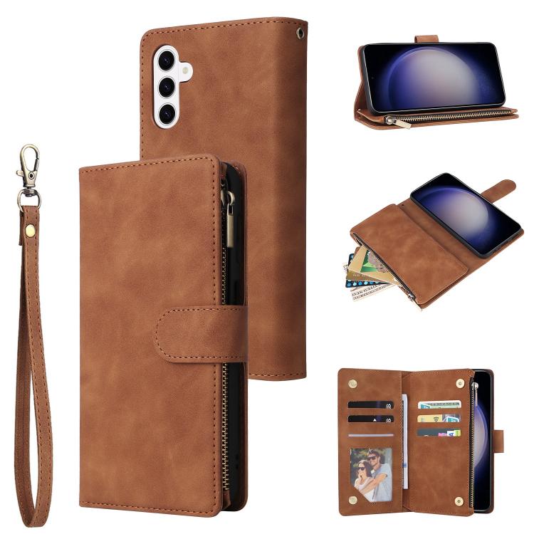 Multifunctional Frosted Zipper Wallet Leather Phone Case, For Samsung Galaxy S26+ 5G, For Samsung Galaxy S26 Ultra 5G, For Samsung Galaxy S26 5G, For Samsung Galaxy S25 FE 5G, For Samsung Galaxy S25 Edge 5G, For Samsung Galaxy S25 5G                   ...