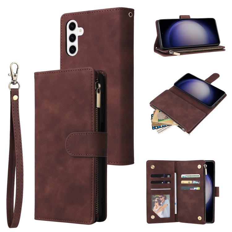 Multifunctional Frosted Zipper Wallet Leather Phone Case, For Samsung Galaxy S26+ 5G, For Samsung Galaxy S26 Ultra 5G, For Samsung Galaxy S26 5G, For Samsung Galaxy S25 FE 5G, For Samsung Galaxy S25 Edge 5G, For Samsung Galaxy S25 5G                   ...