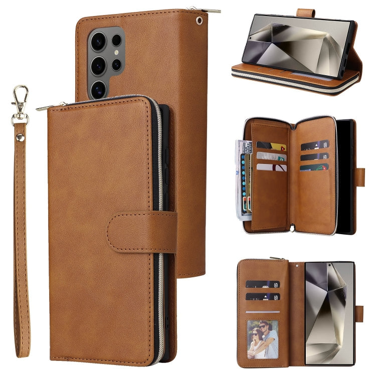 9-Card Slots Zipper Wallet Bag Leather Phone Case, For Samsung Galaxy S26+ 5G, For Samsung Galaxy S26 Ultra 5G, For Samsung Galaxy S26 5G, For Samsung Galaxy S25 FE 5G, For Samsung Galaxy S25 Edge 5G, For Samsung Galaxy S25 5G, For Samsung Galaxy S25+ ...