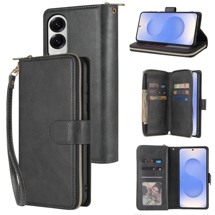 9-Card Slots Zipper Wallet Bag Leather Phone Case, For Samsung Galaxy S26+ 5G, For Samsung Galaxy S26 Ultra 5G, For Samsung Galaxy S26 5G, For Samsung Galaxy S25 FE 5G, For Samsung Galaxy S25 Edge 5G, For Samsung Galaxy S25 5G, For Samsung Galaxy S25+ ...