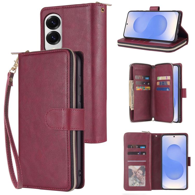 9-Card Slots Zipper Wallet Bag Leather Phone Case, For Samsung Galaxy S26+ 5G, For Samsung Galaxy S26 Ultra 5G, For Samsung Galaxy S26 5G, For Samsung Galaxy S25 FE 5G, For Samsung Galaxy S25 Edge 5G, For Samsung Galaxy S25 5G, For Samsung Galaxy S25+ ...