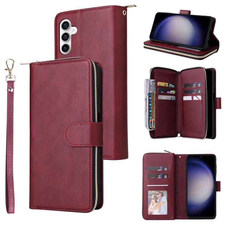 9-Card Slots Zipper Wallet Bag Leather Phone Case, For Samsung Galaxy S26+ 5G, For Samsung Galaxy S26 Ultra 5G, For Samsung Galaxy S26 5G, For Samsung Galaxy S25 FE 5G, For Samsung Galaxy S25 Edge 5G, For Samsung Galaxy S25 5G, For Samsung Galaxy S25+ ...