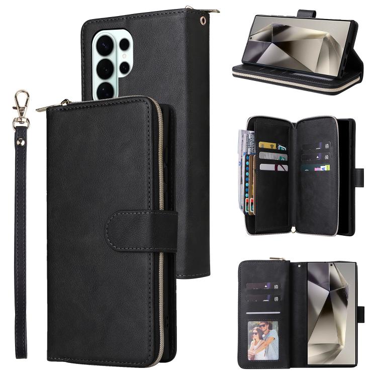 9-Card Slots Zipper Wallet Bag Leather Phone Case, For Samsung Galaxy S26+ 5G, For Samsung Galaxy S26 Ultra 5G, For Samsung Galaxy S26 5G, For Samsung Galaxy S25 FE 5G, For Samsung Galaxy S25 Edge 5G, For Samsung Galaxy S25 5G, For Samsung Galaxy S25+ ...
