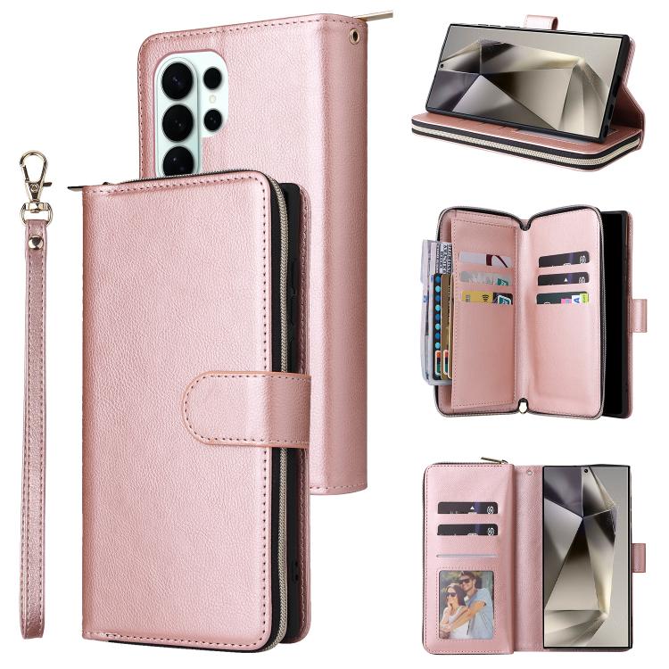 9-Card Slots Zipper Wallet Bag Leather Phone Case, For Samsung Galaxy S26+ 5G, For Samsung Galaxy S26 Ultra 5G, For Samsung Galaxy S26 5G, For Samsung Galaxy S25 FE 5G, For Samsung Galaxy S25 Edge 5G, For Samsung Galaxy S25 5G, For Samsung Galaxy S25+ ...