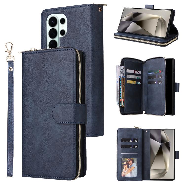 9-Card Slots Zipper Wallet Bag Leather Phone Case, For Samsung Galaxy S26+ 5G, For Samsung Galaxy S26 Ultra 5G, For Samsung Galaxy S26 5G, For Samsung Galaxy S25 FE 5G, For Samsung Galaxy S25 Edge 5G, For Samsung Galaxy S25 5G, For Samsung Galaxy S25+ ...