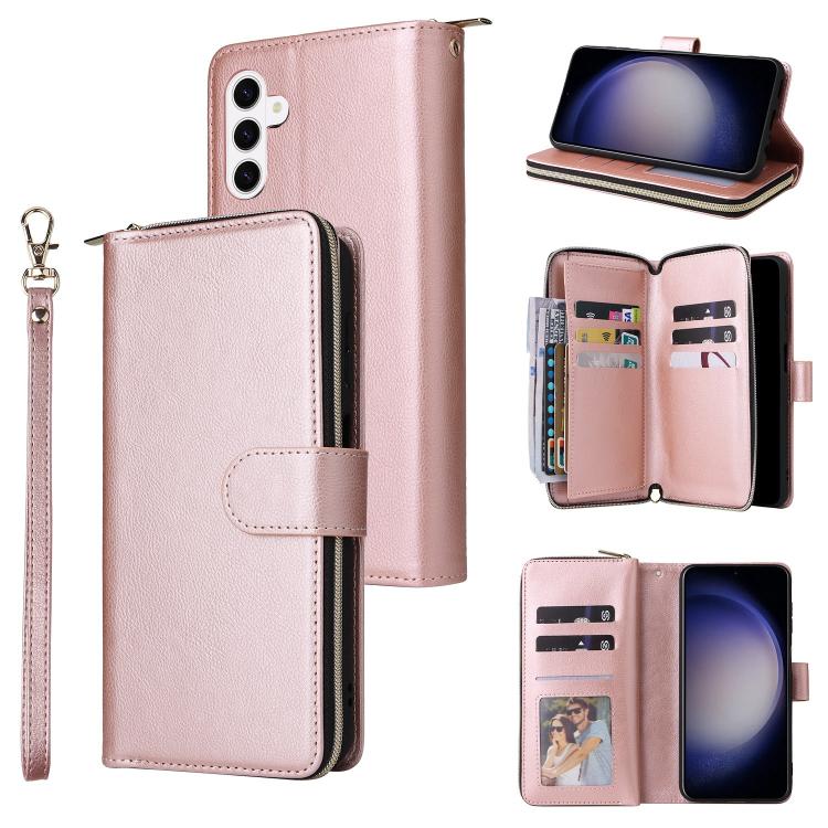 9-Card Slots Zipper Wallet Bag Leather Phone Case, For Samsung Galaxy S26+ 5G, For Samsung Galaxy S26 Ultra 5G, For Samsung Galaxy S26 5G, For Samsung Galaxy S25 FE 5G, For Samsung Galaxy S25 Edge 5G, For Samsung Galaxy S25 5G, For Samsung Galaxy S25+ ...
