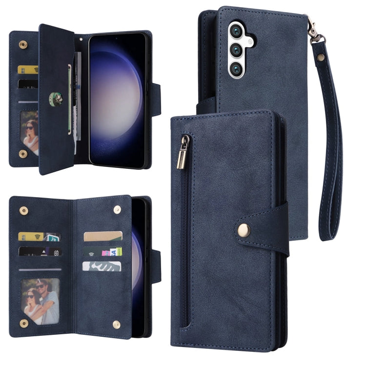Rivet Buckle 9 Cards Three Fold Leather Phone Case, For Samsung Galaxy S26+ 5G, For Samsung Galaxy S26 Ultra 5G, For Samsung Galaxy S26 5G, For Samsung Galaxy S25 FE 5G, For Samsung Galaxy S25 Edge 5G, For Samsung Galaxy S25 5G, For Samsung Galaxy S25+...