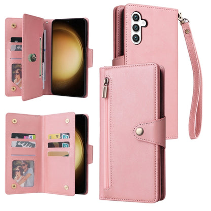 Rivet Buckle 9 Cards Three Fold Leather Phone Case, For Samsung Galaxy S26+ 5G, For Samsung Galaxy S26 Ultra 5G, For Samsung Galaxy S26 5G, For Samsung Galaxy S25 FE 5G, For Samsung Galaxy S25 Edge 5G, For Samsung Galaxy S25 5G, For Samsung Galaxy S25+...