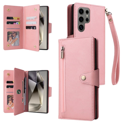 Rivet Buckle 9 Cards Three Fold Leather Phone Case, For Samsung Galaxy S26+ 5G, For Samsung Galaxy S26 Ultra 5G, For Samsung Galaxy S26 5G, For Samsung Galaxy S25 FE 5G, For Samsung Galaxy S25 Edge 5G, For Samsung Galaxy S25 5G, For Samsung Galaxy S25+...