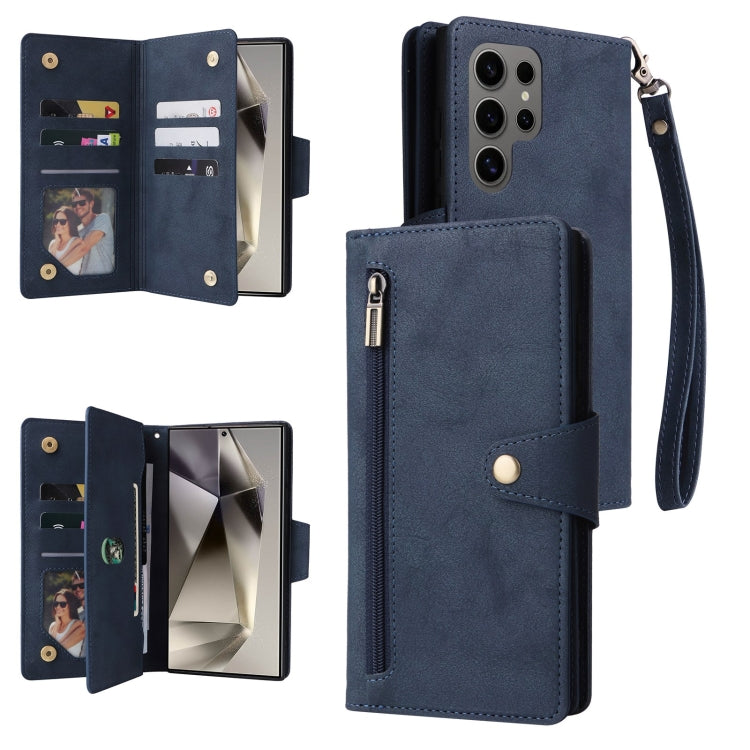 Rivet Buckle 9 Cards Three Fold Leather Phone Case, For Samsung Galaxy S26+ 5G, For Samsung Galaxy S26 Ultra 5G, For Samsung Galaxy S26 5G, For Samsung Galaxy S25 FE 5G, For Samsung Galaxy S25 Edge 5G, For Samsung Galaxy S25 5G, For Samsung Galaxy S25+...