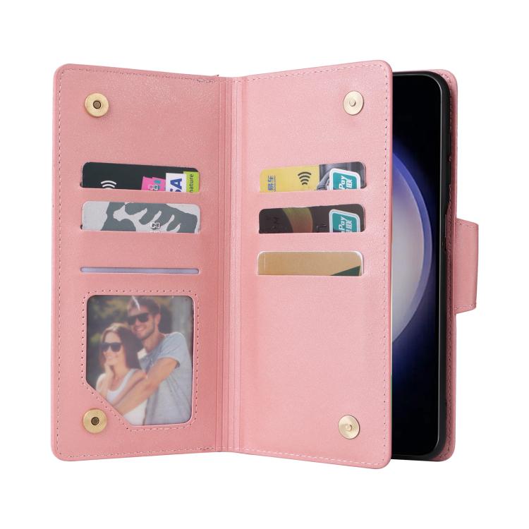 Rivet Buckle 9 Cards Three Fold Leather Phone Case, For Samsung Galaxy S26+ 5G, For Samsung Galaxy S26 Ultra 5G, For Samsung Galaxy S26 5G, For Samsung Galaxy S25 FE 5G, For Samsung Galaxy S25 Edge 5G, For Samsung Galaxy S25 5G, For Samsung Galaxy S25+...