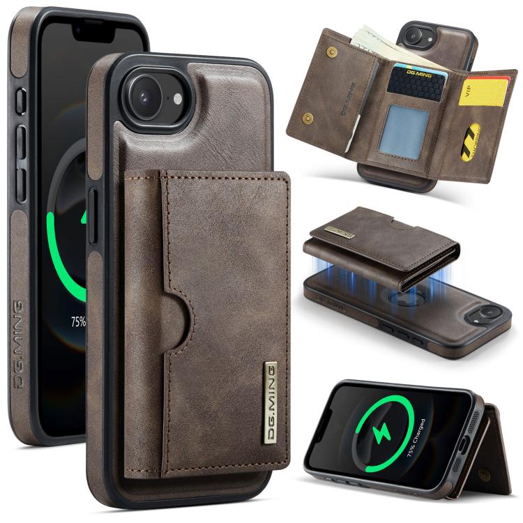 DG.MING M6 Series RFID Tri-fold Card Bag Removable Leather Phone Case