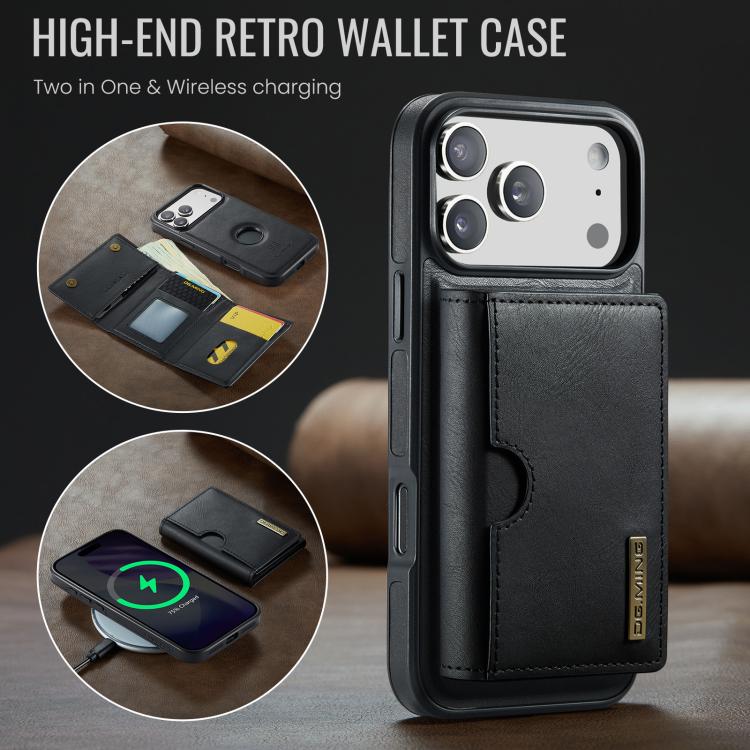 DG.MING M6 Series RFID Tri-fold Card Bag Removable Leather Phone Case