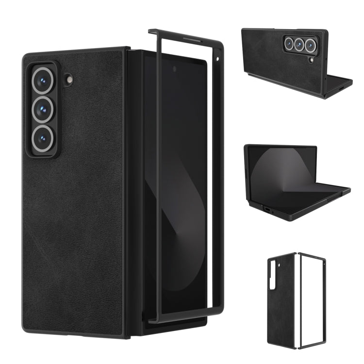 Black Edge Two-color Calf Texture PU Phone Case