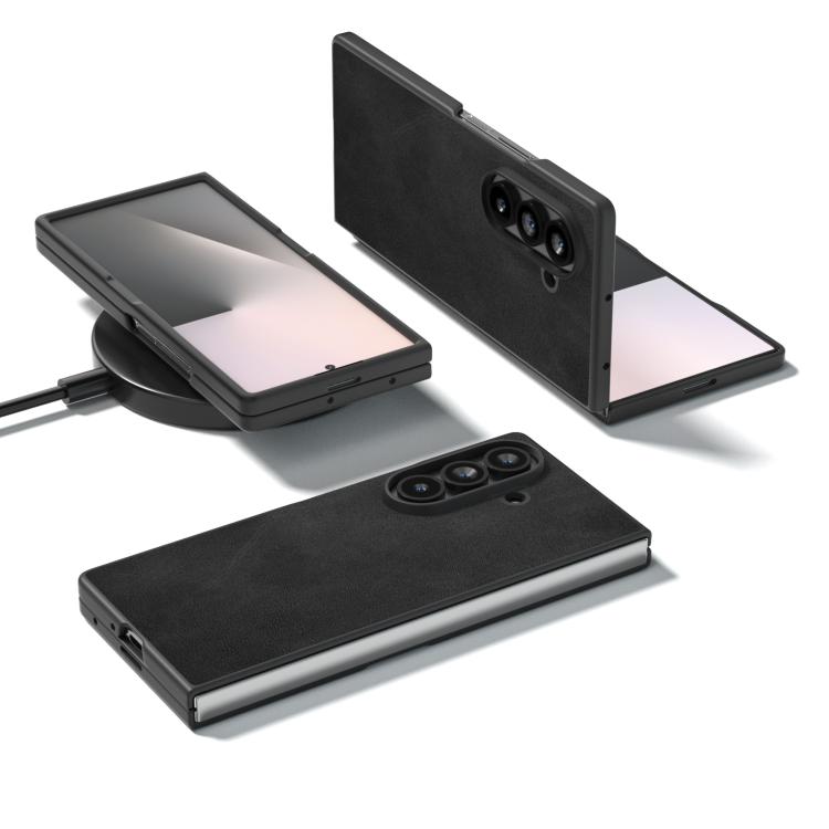 Black Edge Two-color Calf Texture PU Phone Case