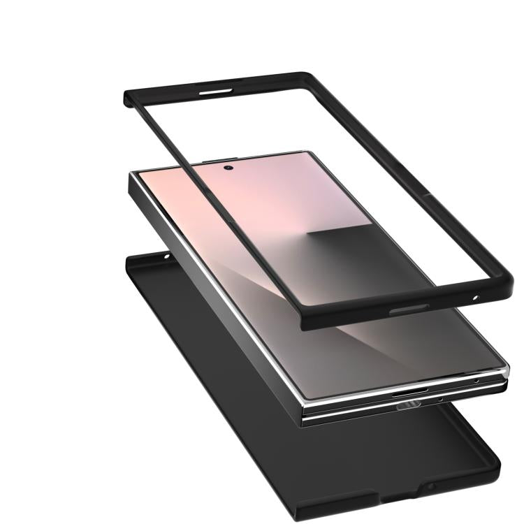 Black Edge Two-color Calf Texture PU Phone Case