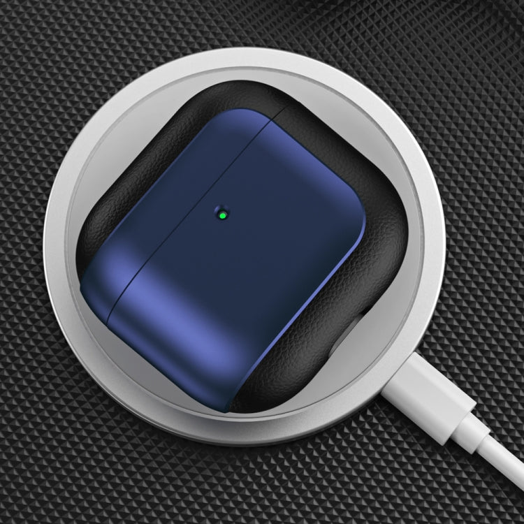 Electroplating Leather Texture Wireless Earbuds Box Protective Case