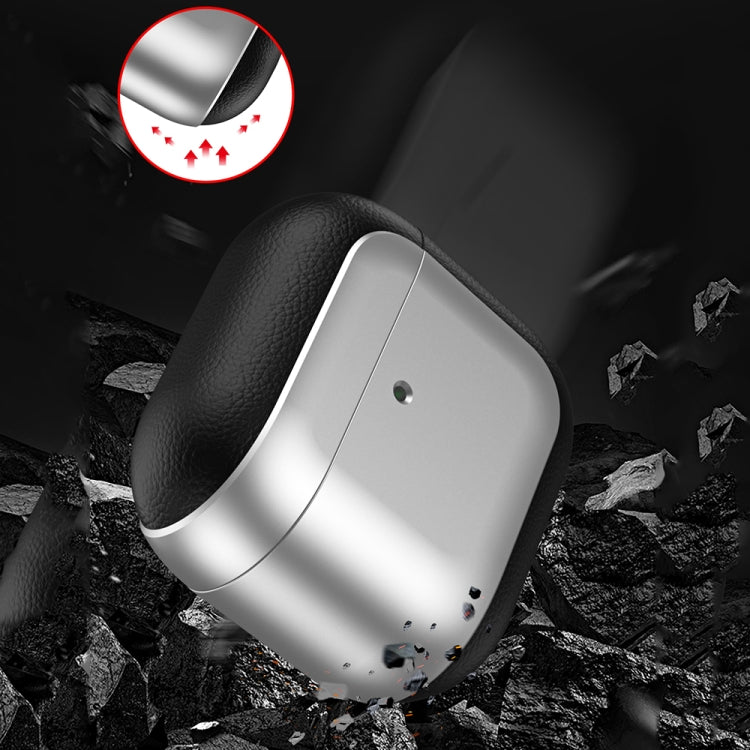 Electroplating Leather Texture Wireless Earbuds Box Protective Case