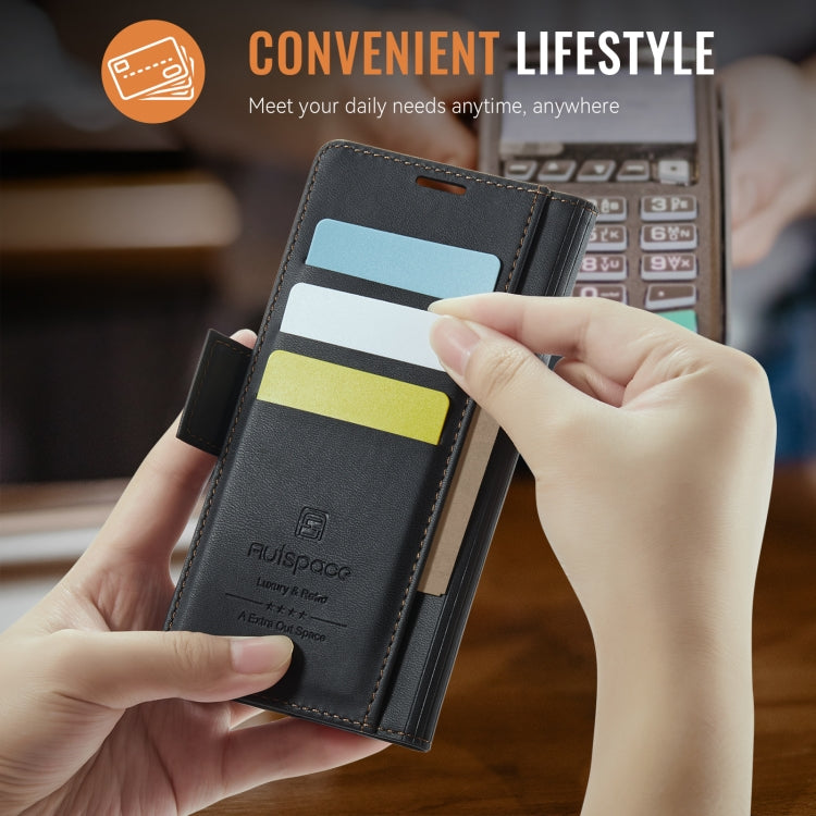 AutSpace A11 Side Buckle MagSafe Magnetic RFID Phone Leather Case