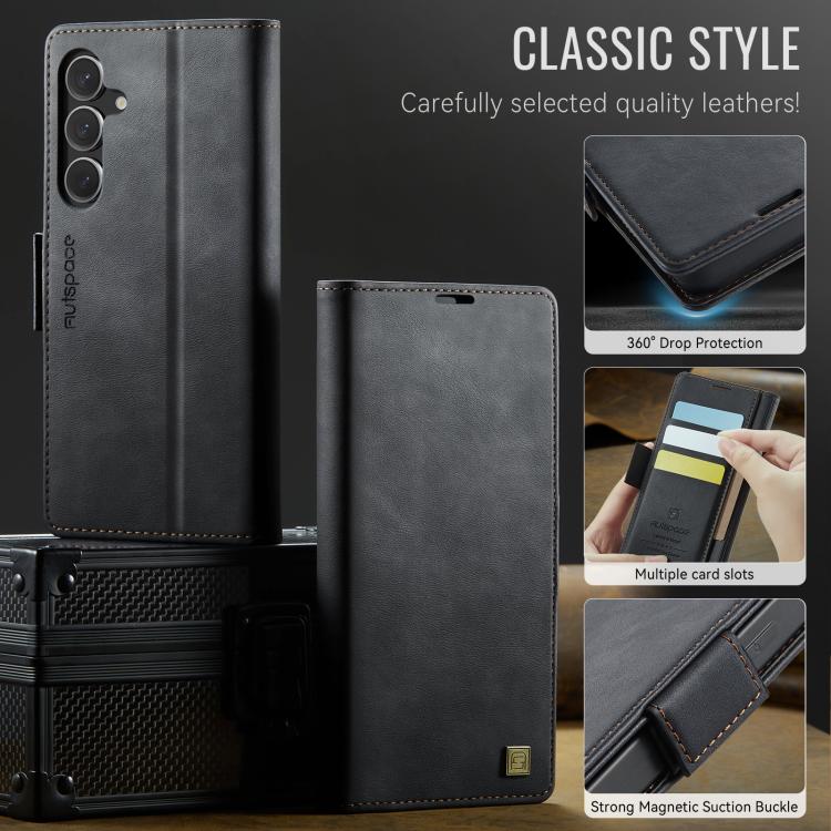 AutSpace A11 Side Buckle MagSafe Magnetic RFID Phone Leather Case, For Samsung Galaxy S26+ 5G, For Samsung Galaxy S26 Ultra 5G, For Samsung Galaxy S26 5G, For Samsung Galaxy S25 FE 5G, For Samsung Galaxy S25 Edge 5G, For Samsung Galaxy S25 5G          ...