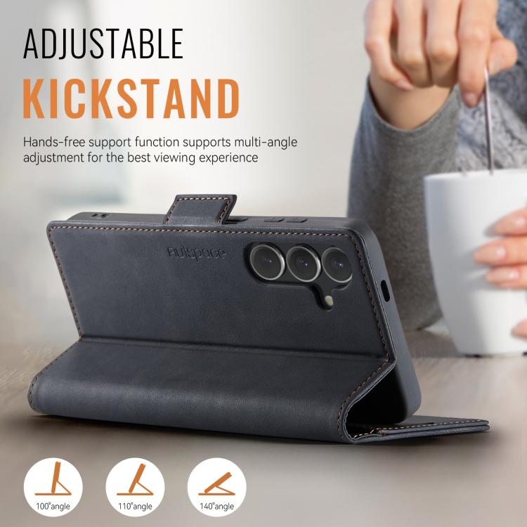 AutSpace A11 Side Buckle MagSafe Magnetic RFID Phone Leather Case, For Samsung Galaxy S26+ 5G, For Samsung Galaxy S26 Ultra 5G, For Samsung Galaxy S26 5G, For Samsung Galaxy S25 FE 5G, For Samsung Galaxy S25 Edge 5G, For Samsung Galaxy S25 5G          ...