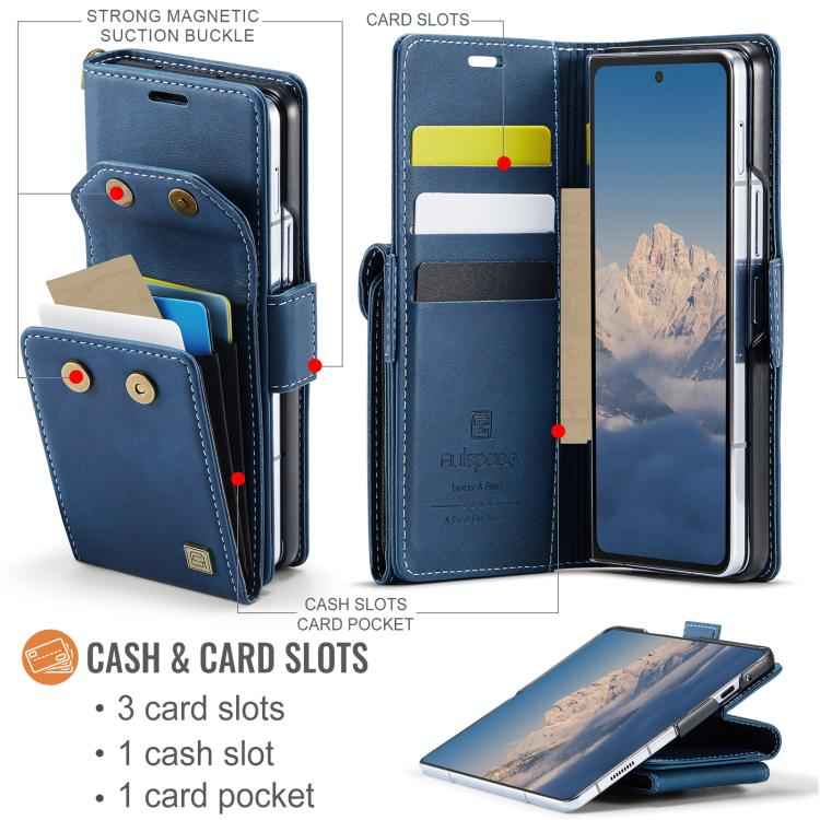 AutSpace A23 Organ Card Bag Magnetic RFID PU Phone Case, For Samsung Galaxy Z Fold7 5G, For Samsung Galaxy Z Fold6 5G, For Samsung Galaxy Z Fold5 5G