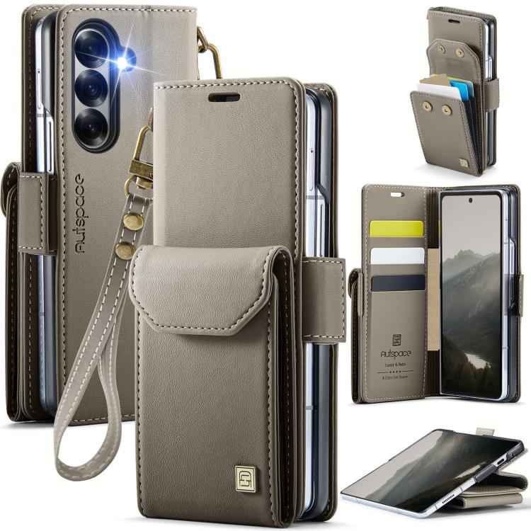 AutSpace A23 Organ Card Bag Magnetic RFID PU Phone Case, For Samsung Galaxy Z Fold7 5G, For Samsung Galaxy Z Fold6 5G, For Samsung Galaxy Z Fold5 5G