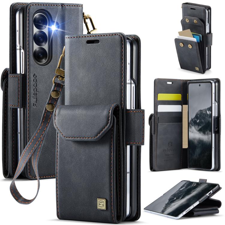 AutSpace A23 Organ Card Bag Magnetic RFID PU Phone Case, For Galaxy Z Fold8 5G, For Galaxy Z Fold8 Ultra 5G, For Samsung Galaxy Z Fold7 5G, For Samsung Galaxy Z Fold6 5G, For Samsung Galaxy Z Fold5 5G
