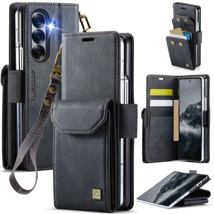 AutSpace A23 Organ Card Bag Magnetic RFID PU Phone Case, For Samsung Galaxy Z Fold7 5G, For Samsung Galaxy Z Fold6 5G, For Samsung Galaxy Z Fold5 5G